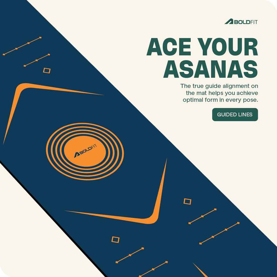 Boldfit Unisex Yoga Mat With Bag 6mm Alignment TPE Rubber Material Extra Thick - Nile