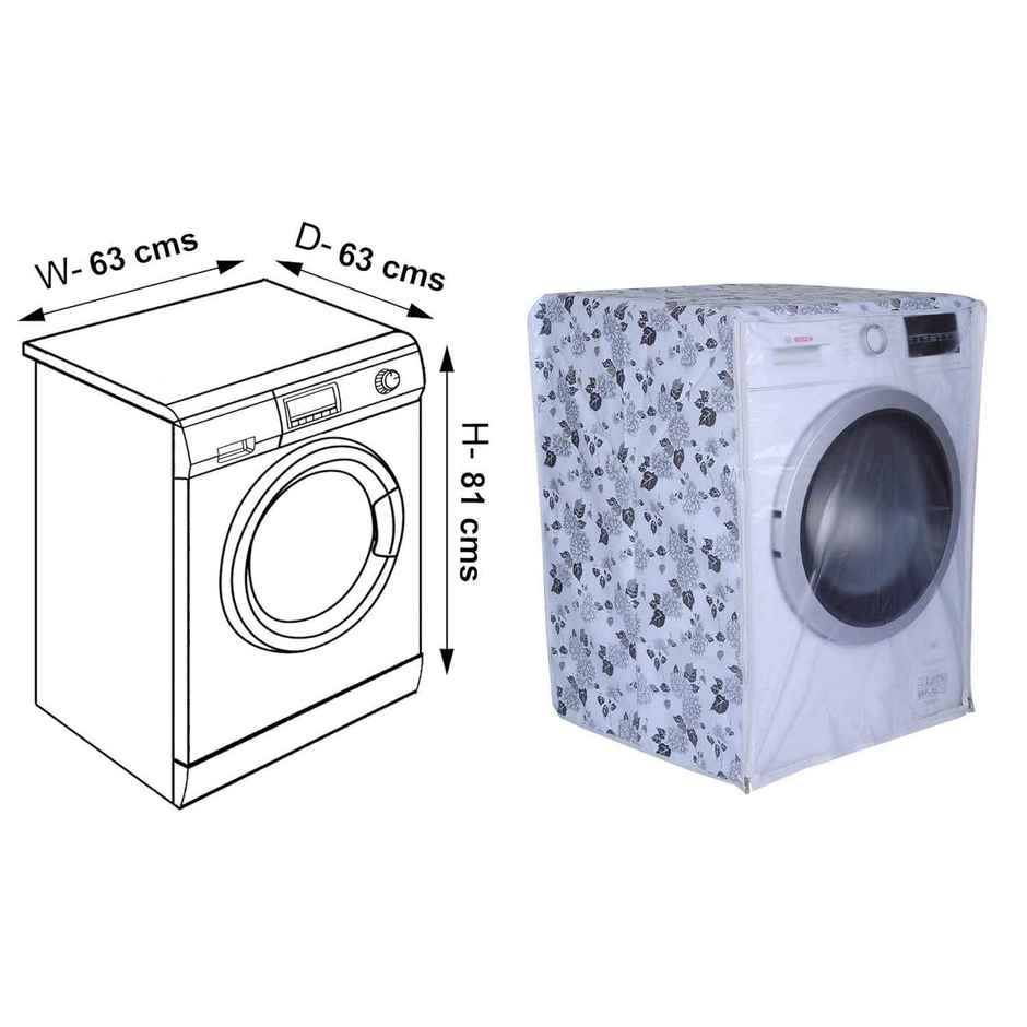 Daluci Front Load Washing Machine Cover For Lg - 6.5-8 kg | Half White and Grey | 63 x 63 x 81 cm