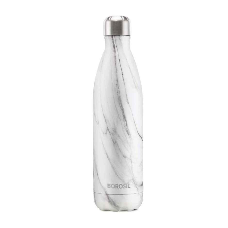 Borosil Bolt Marble Stainless Steel Water Bottle - 750 ml | Double Wall Vacuum Insulated Flask