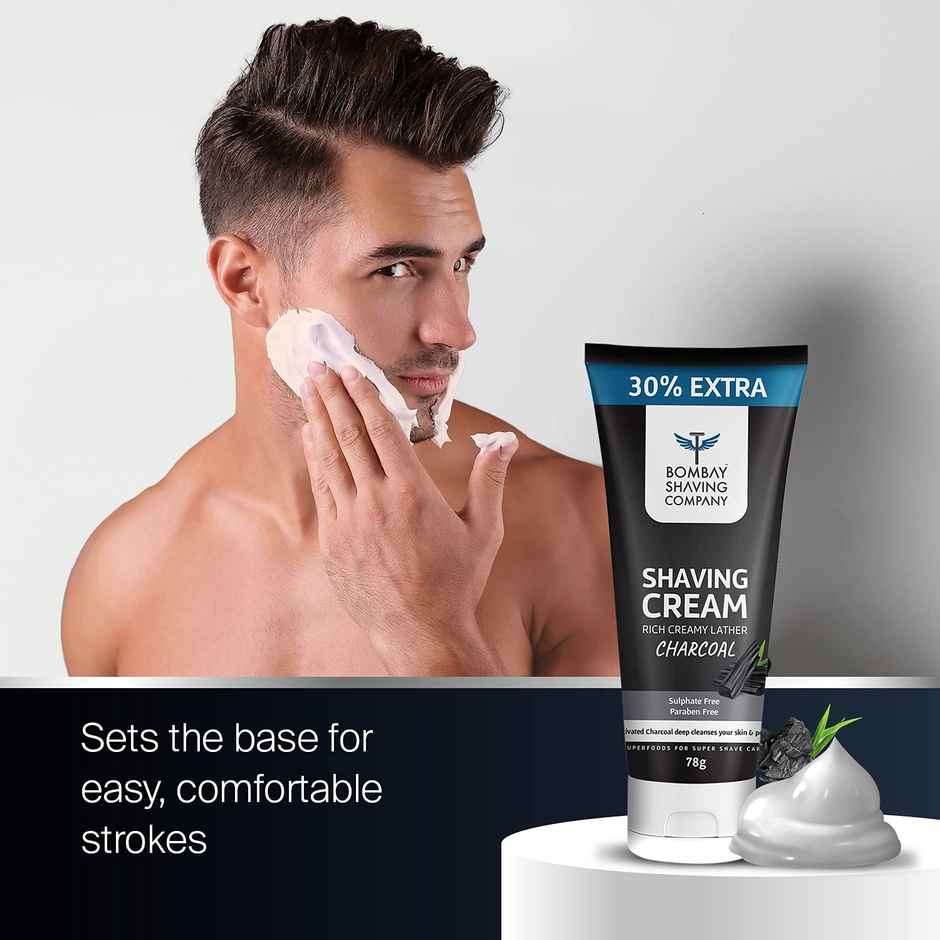 Bombay Shaving Company Charcoal Shaving Cream - 78 Grams, Rich Lather For A Perfect Shave