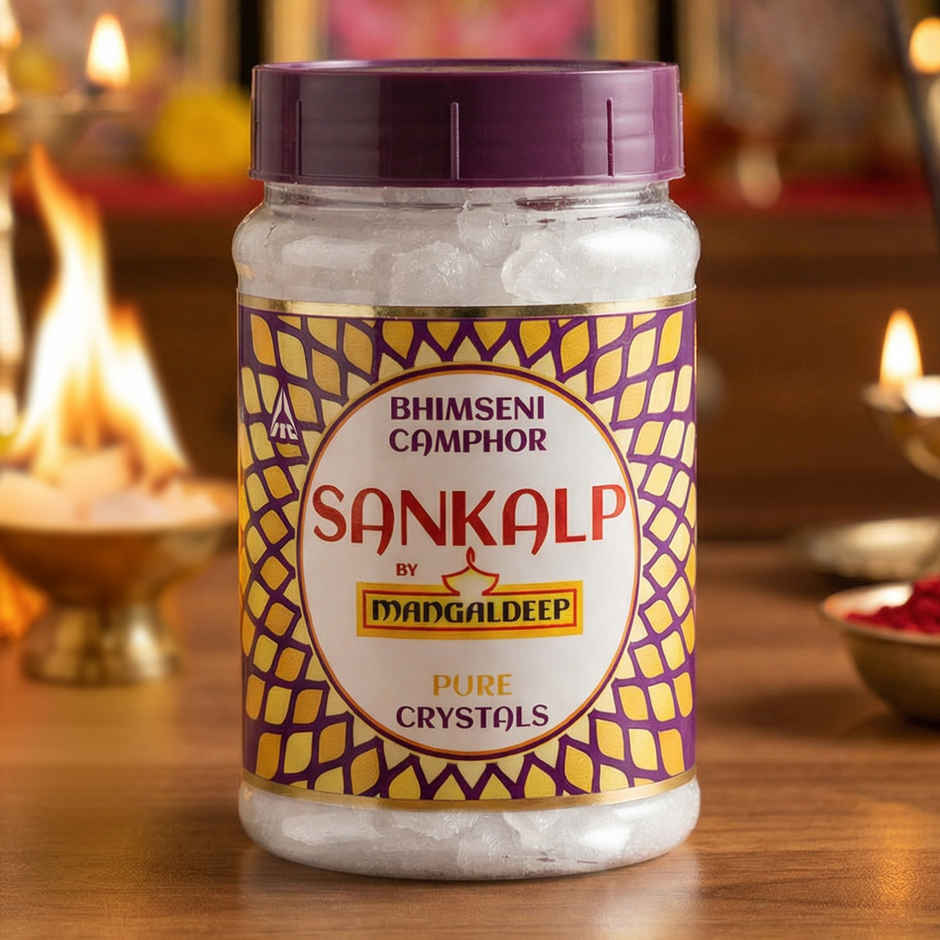 Sankalp Pure Bhimseni Camphor Flakes Jar | Mangaldeep