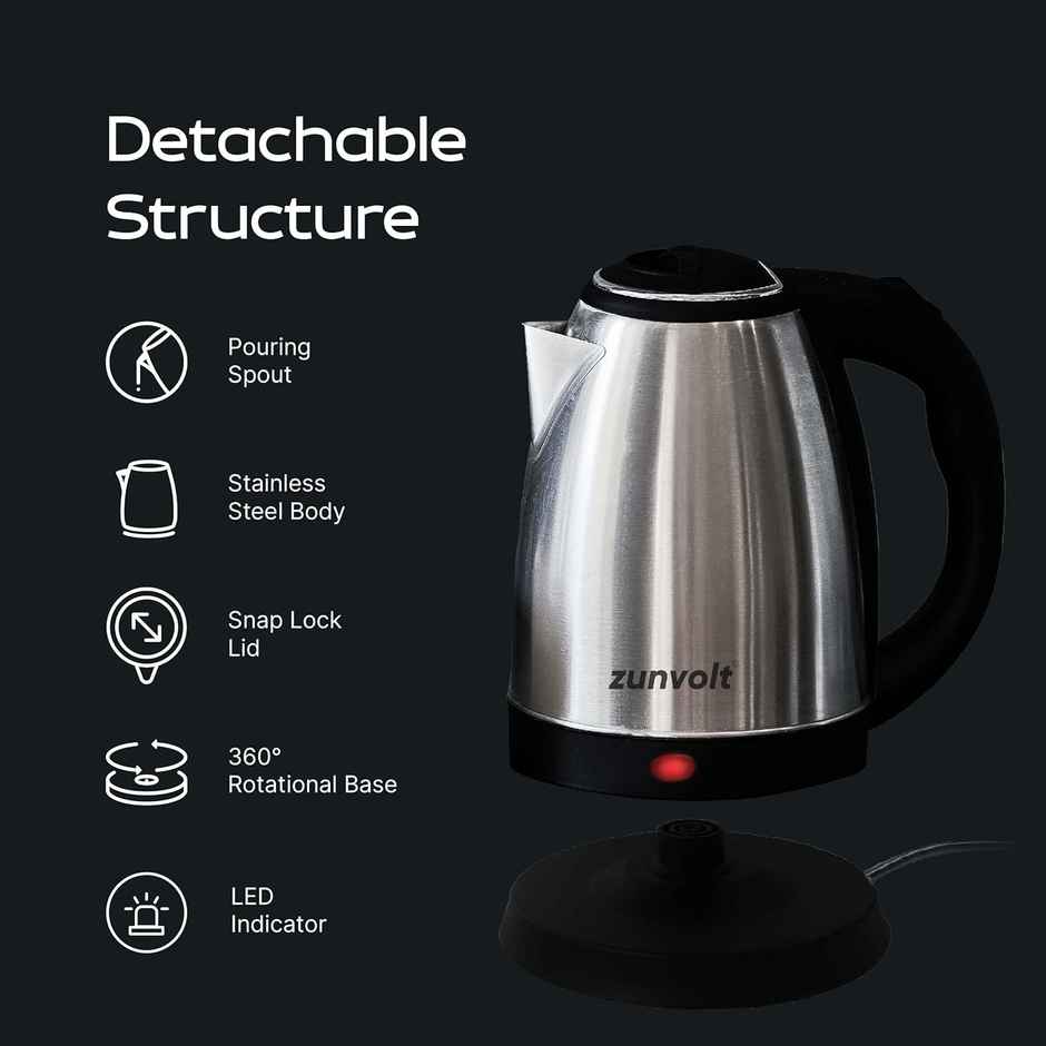 ZunVolt 1.5L Electric Kettle | 1.5 L | Silver | Black