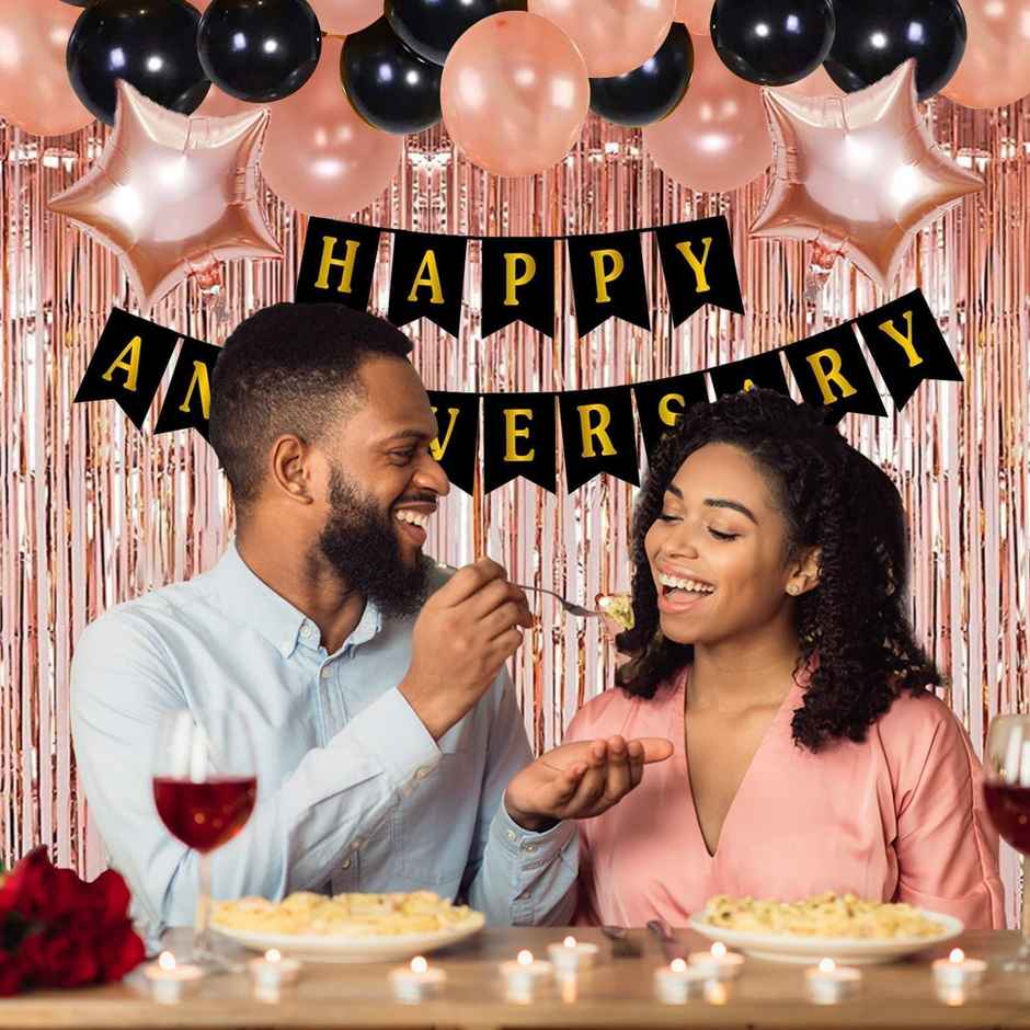 Happy Anniversary Rose Gold Combo | Pack Of 34 | Party Propz