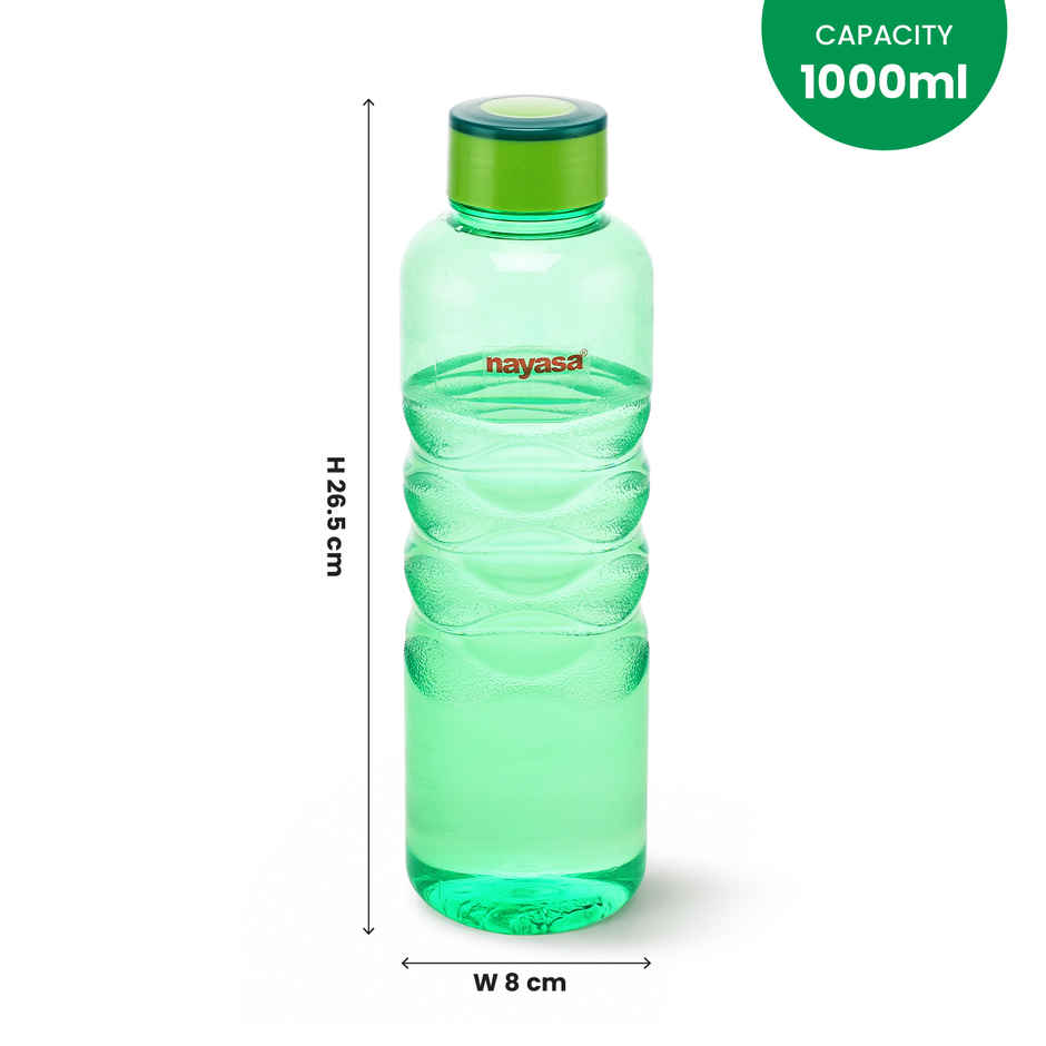 Nayasa Revello Plastic Water Bottle 1000 ml BPA Free Fridge Bottle | Green
