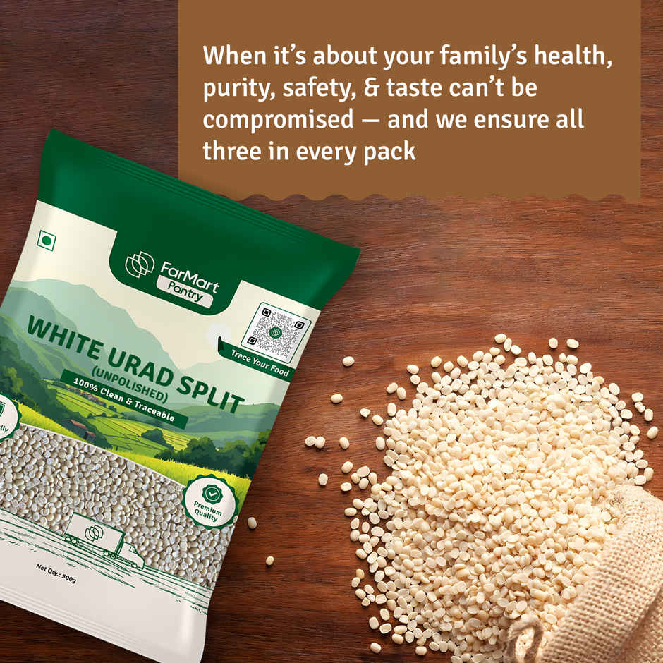 FarMart Pantry White Urad Split | Unpolished Urad Dhuli