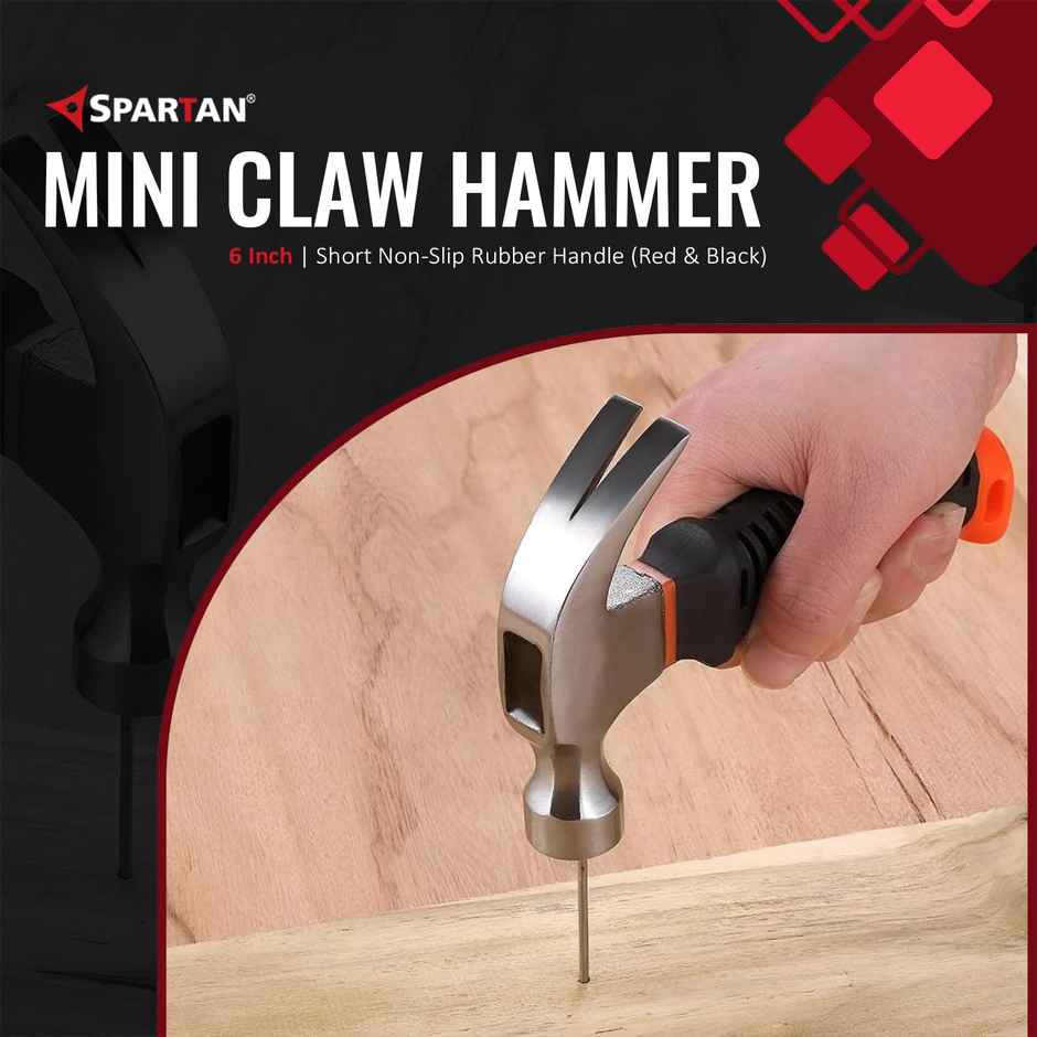 Spartan Mini Claw Hammer | Carbon Steel Head | Stubby Grip Handle | DIY Emergency Use