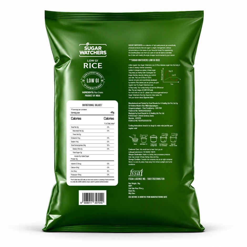 Sugar Watchers Low Gi White Rice - Diabetic Friendly Pouch