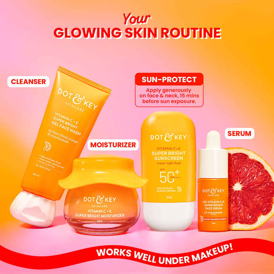 Dot & Key Vitamin C + E Face Sunscreen SPF 50 PA+++ For Glowing Skin, 100% No White Cast