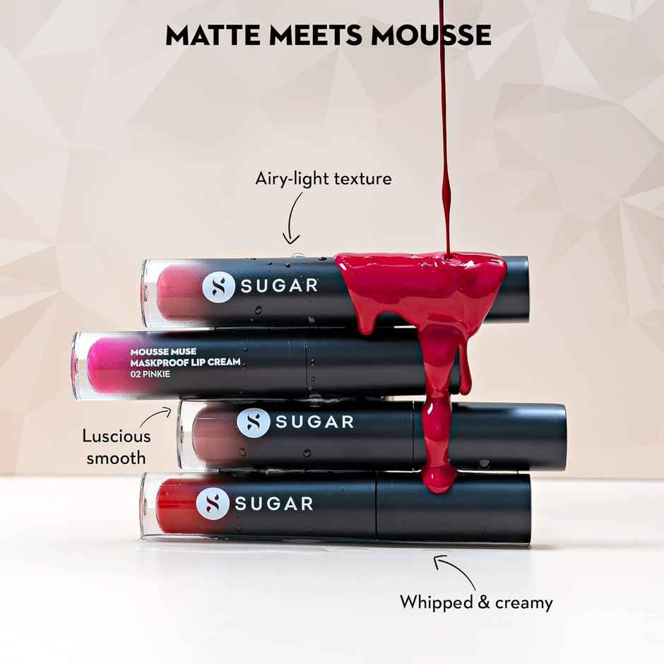 SUGAR Cosmetics Mousse Muse Lip Cream - Plum Brandy (Berry Red) | Sulphate Free