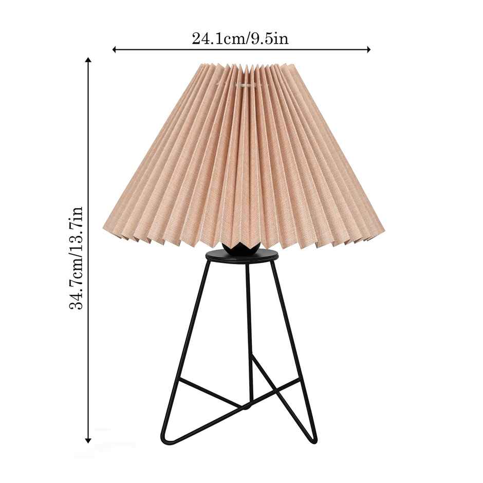 Homesake Retro Matte Black Metal Table Lamp | Bedside Gift | Home & Living Room | Khadi Pleated