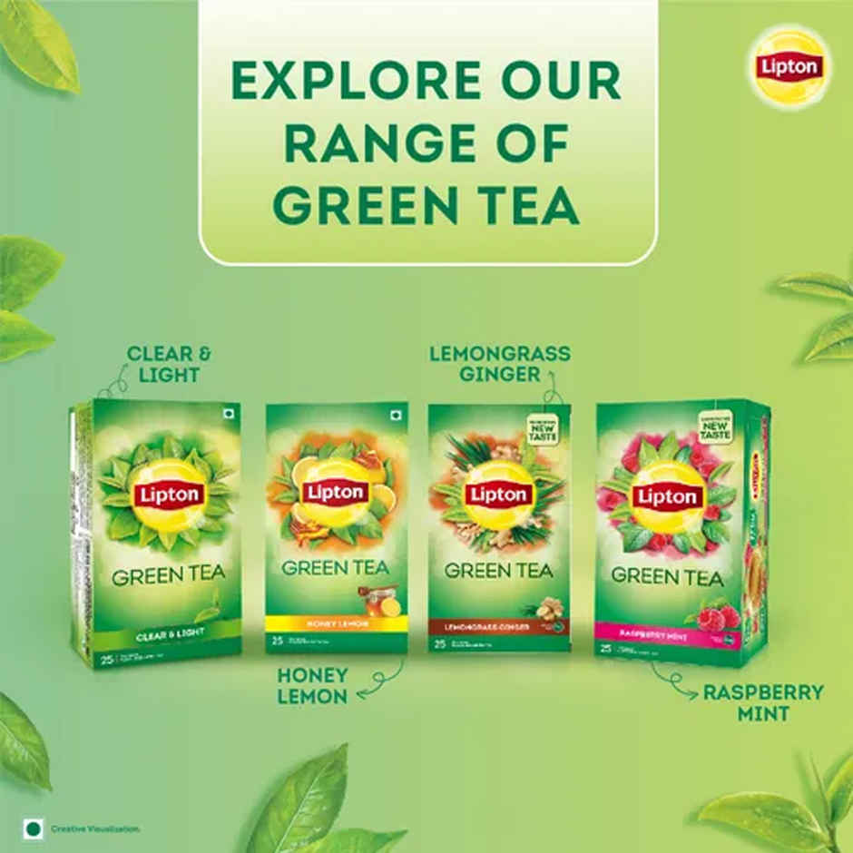 Lipton Honey Lemon Green Tea Bags 25 Teabags(25pc) & Lipton Clear & Light Green Tea Bags 25 Teabags(25pc) Combo