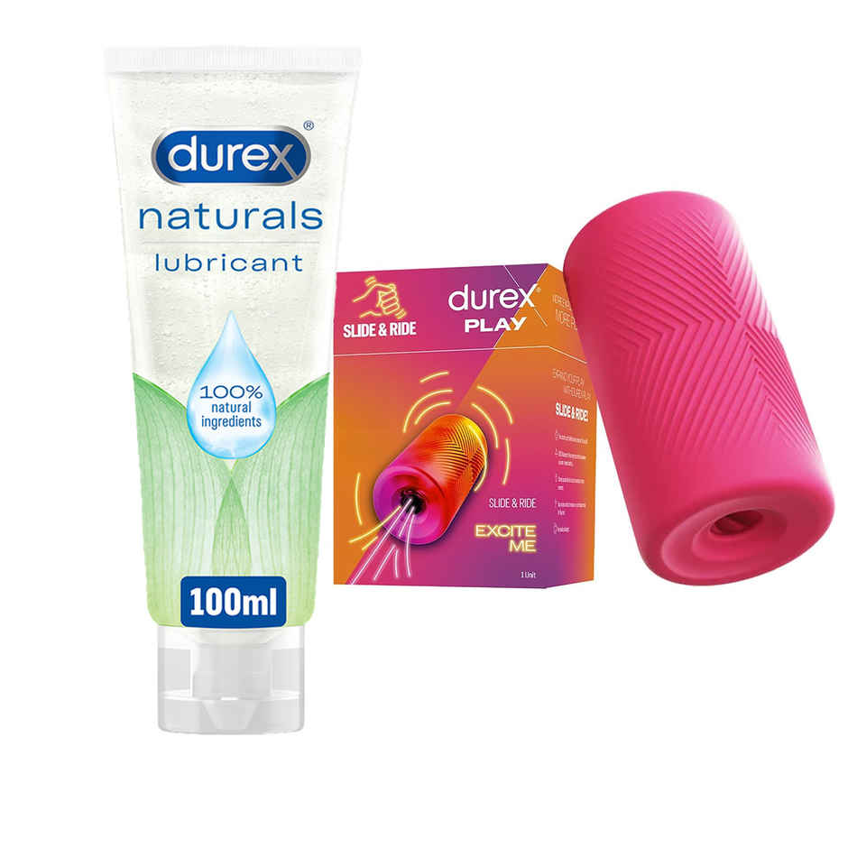 Durex Slide & Ride Stroker (1pc) & Durex Naturals Intimate Lubricant Gel (100ml) Combo 