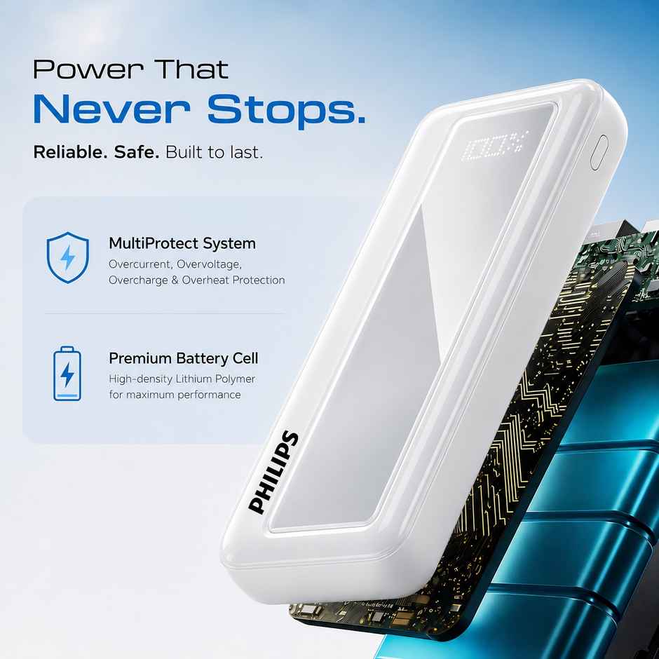 Philips DLP1711NW/94 10000mAh 22.5W Max Fast Charging Power Bank with Digital LED Display