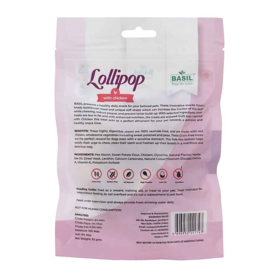 Basil Gluten Free Guilt-Free Lollipop Treat | Chicken Layered for Dogs & Puppies