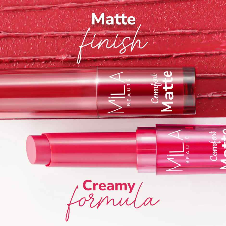 Mila Beaute Comfort Matte Lipstick | Pigmented & Long-Lasting | Bright Plum
