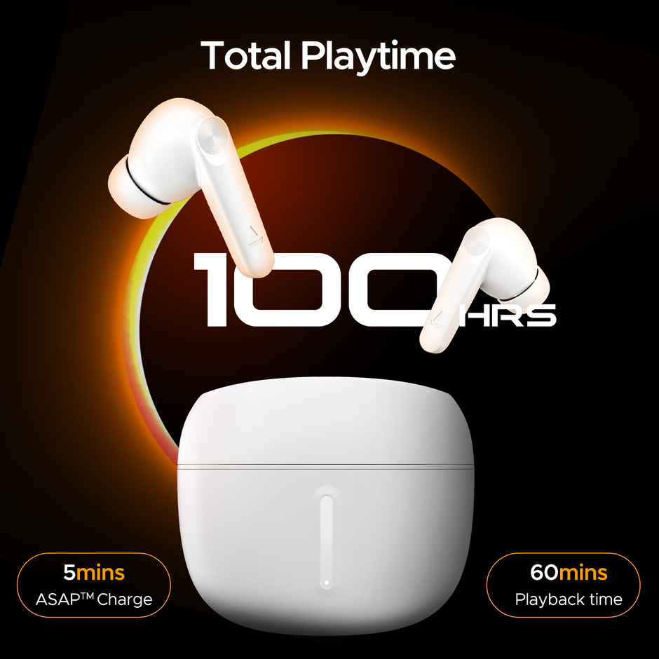 boAt Airdopes 200 Plus Tws Earbuds W/ 100h Playback, Quad Mics Enx Technology Ivory White)
