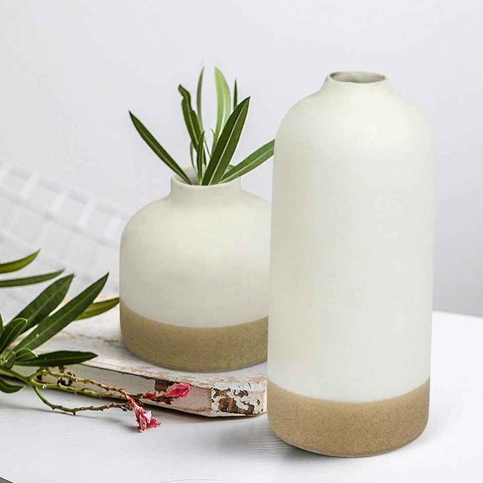 Tied Ribbons Set Of 2 Ceramic Vases Without Flowers