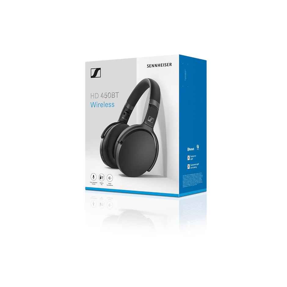 Sennheiser HD 450BT Wireless Over Ear Headphone with Mic- Black, Designed In Germany, 2 Yr Warranty