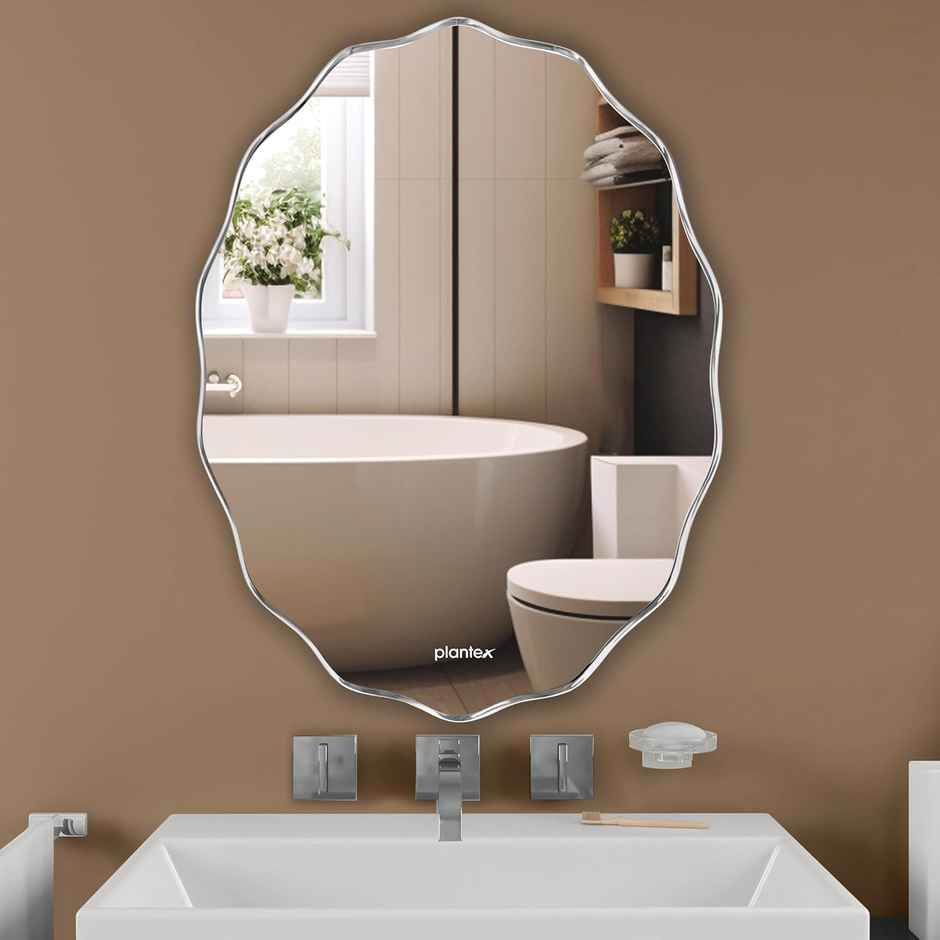 Plantex Frameless Oval Mirror for Bathroom Dressing Room Entryway - 18 x 24 Inch