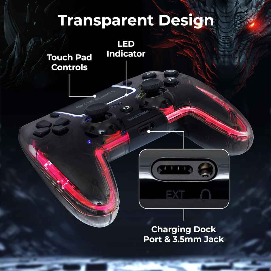 Zebronics Max Link Pro Wireless Controller | Hall Effect | 6 Axis Gyro | Analog Trigger | Touch Pad