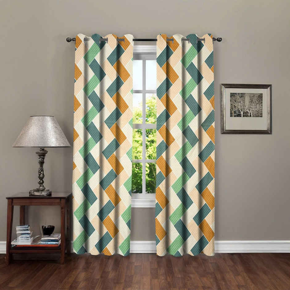 BAY6 Microfiber Cotton Door Curtains - Set of 2 - (7x4 ft) - Multicolor