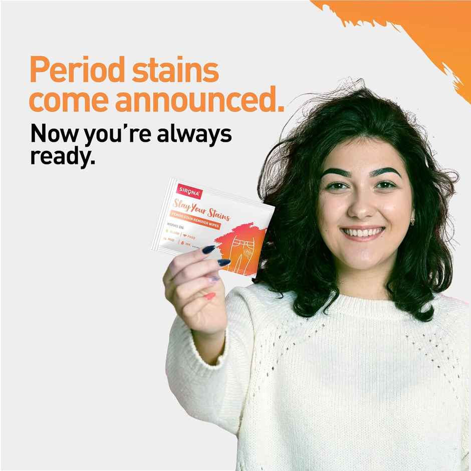 Sirona Period Stain Remover Wipes | Instant Stain Remover | Fabric Wipes for Fresh Blood Stains