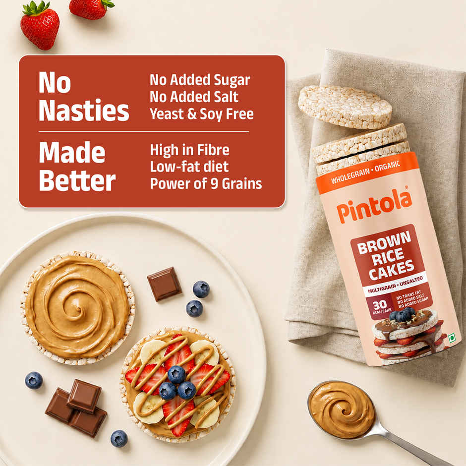 Pintola Organic Wholegrain Brown Rice Cakes Multigrain | Snack Essential