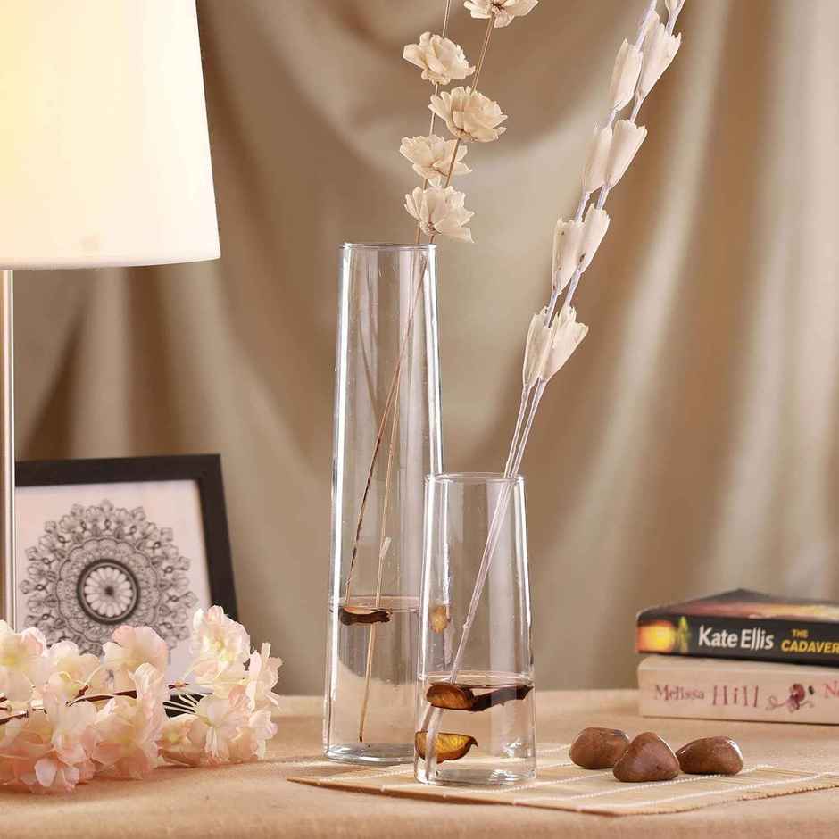 Tied Ribbons Set Of 2 Decorative Glass Vase Without Flowers