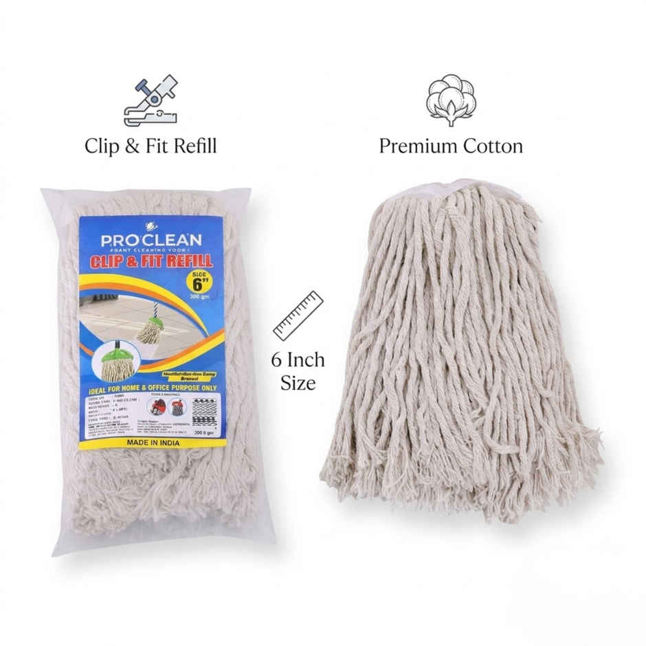Proclean Cotton Refill - White | For Clip & Fit Mop | 6 Inch