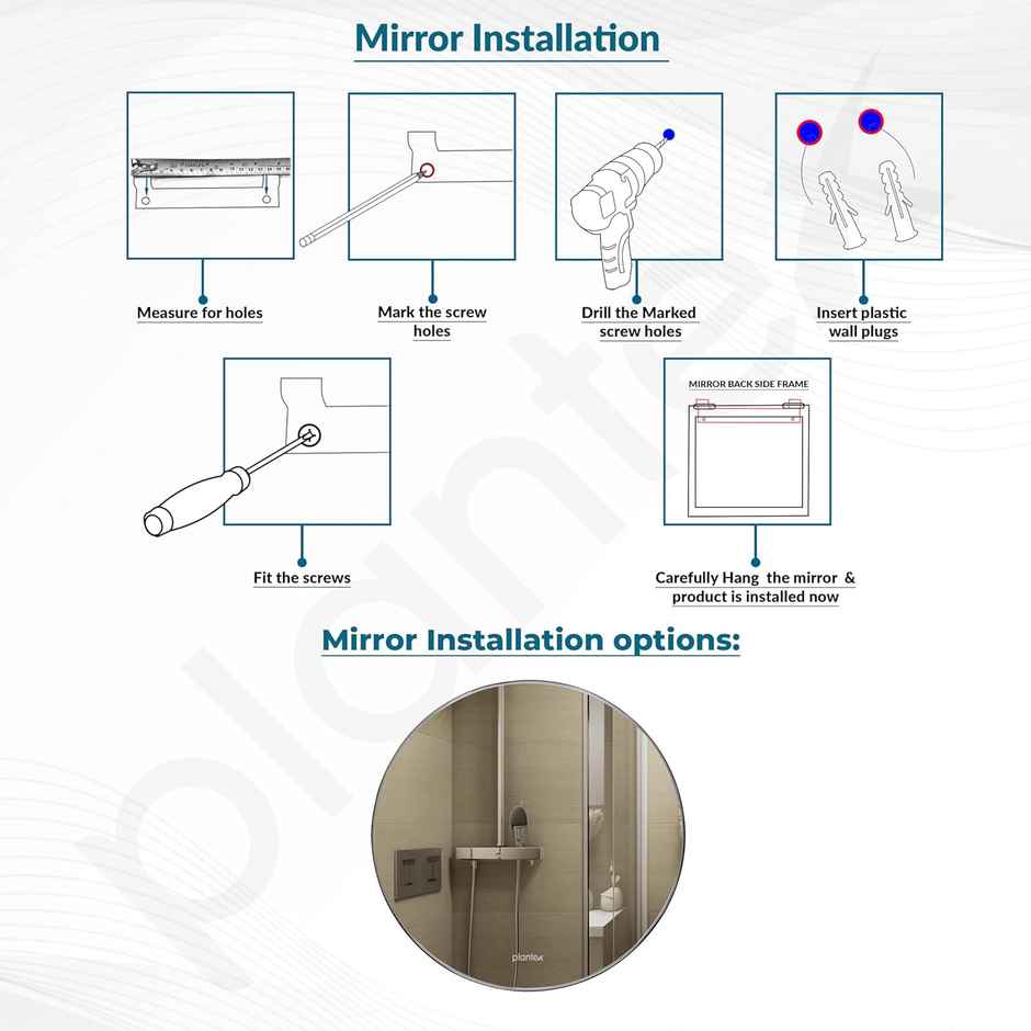 Plantex Frameless Round Mirror with Beveled Edges for Bathroom Dressing Room - 24 Inch