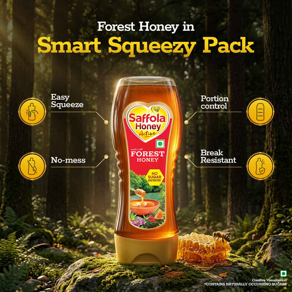 Saffola Honey Active, Made with Forest Honey, Pure Honey, No sugar adulteration