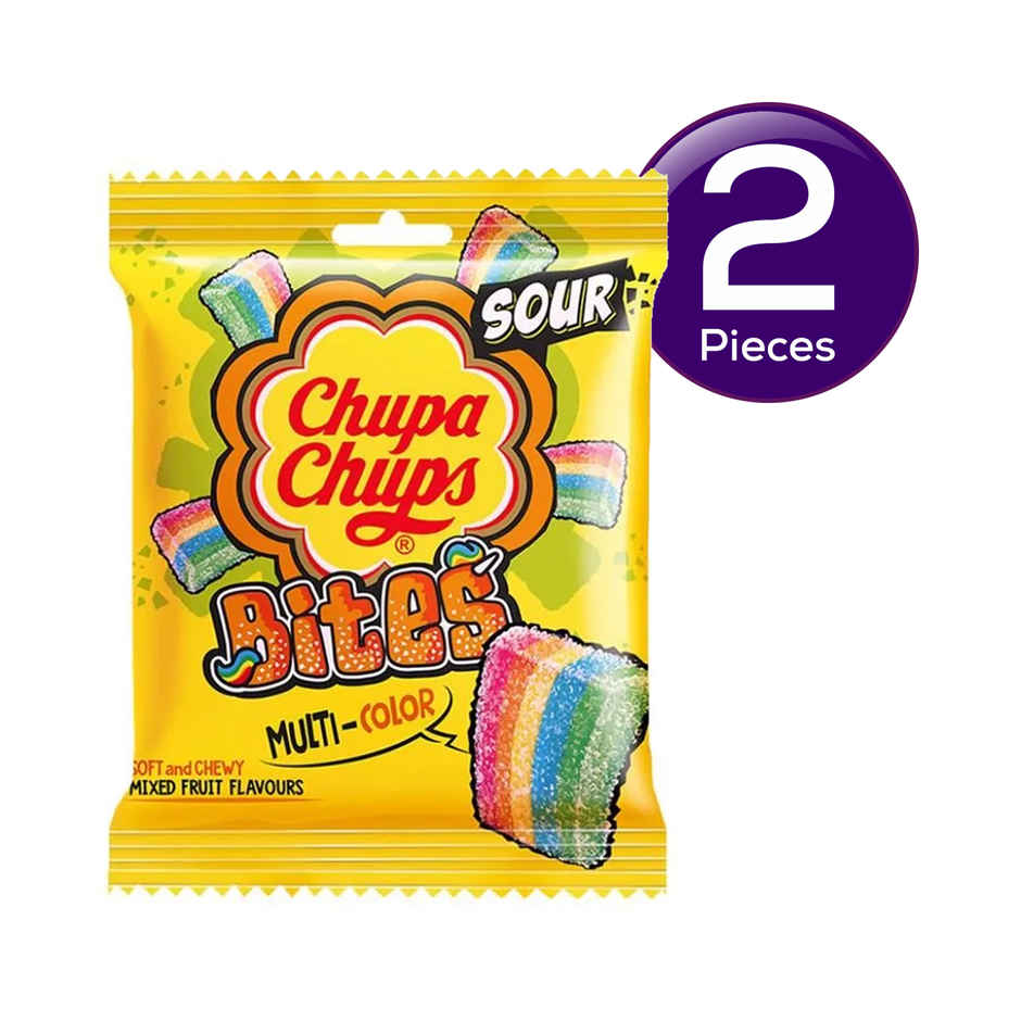 Chupa Chups Sour Bites Mixed Fruit Flavour Soft And Chewy Toffee Combo