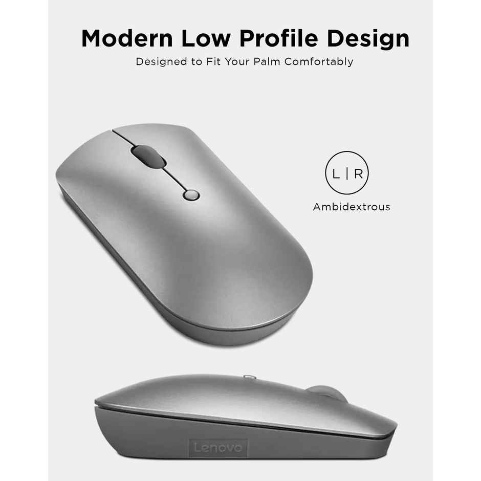 Lenovo 600 Bluetooth 5.0 Silent Mouse| Compact, Portable, Multi-Device Connectivity - Grey