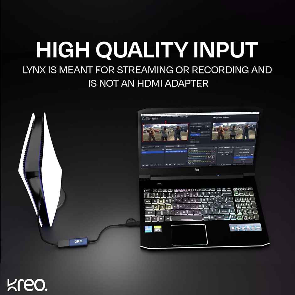 Kreo Lynx Full Hd Video Capture Card With Usb 3.0 Video For Gaming,Streaming &Recording,1080P/60Fps