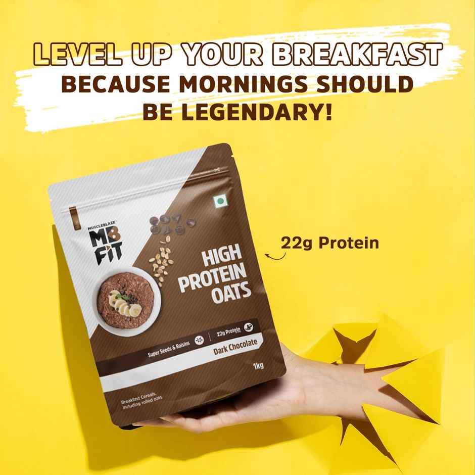 MuscleBlaze Fit High Protein Oats (Dark Chocolate, 1kg) | 22g Protein