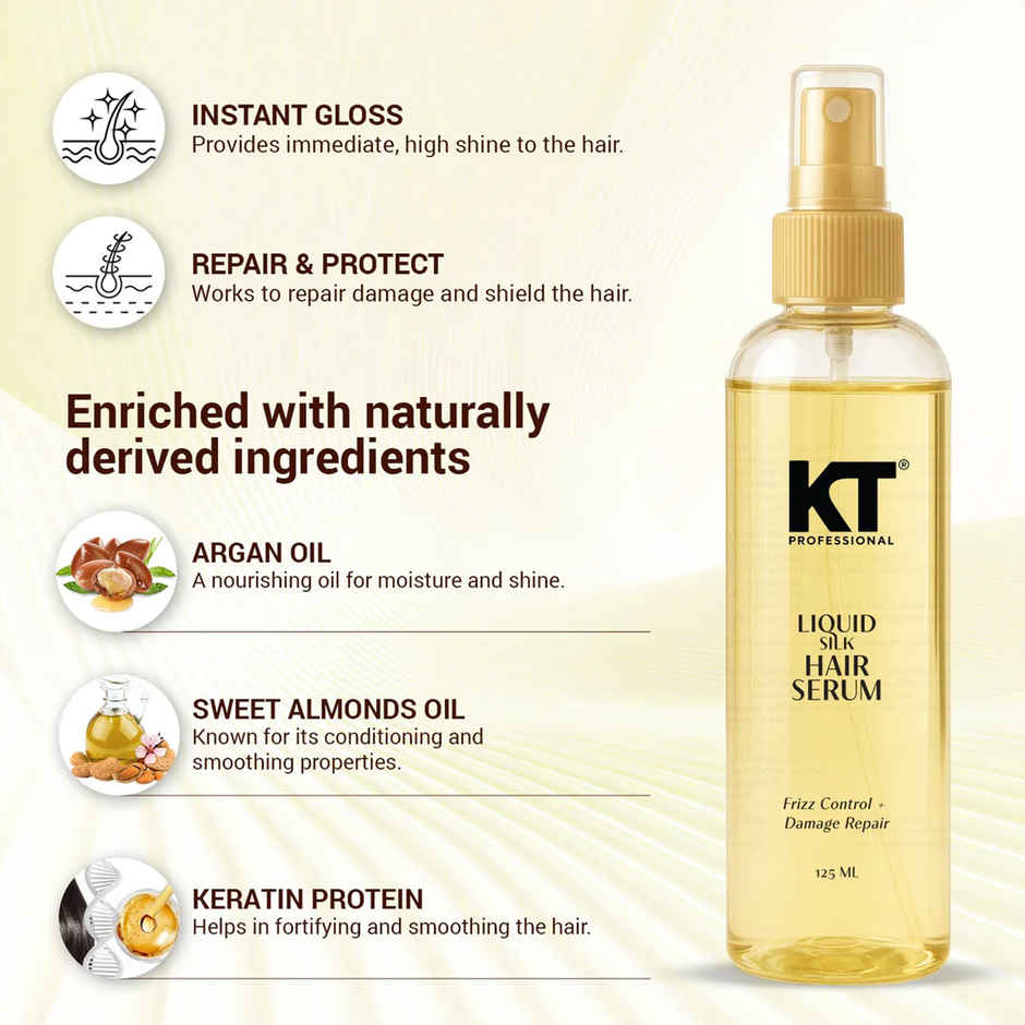 KT Professional Liquid Silk Serum with Keratin Argan & Almond Oil