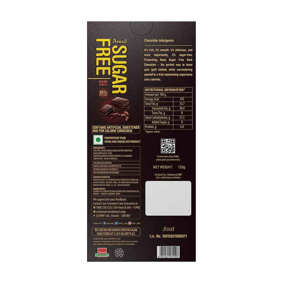 Amul Sugar Free Dark Chocolate | Guilt-Free Indulgence