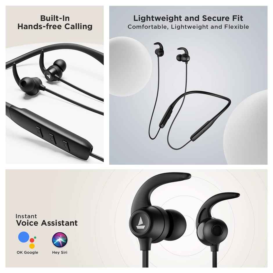 boAt Rockerz 255 Neo BT Neckband w/ 25H Playtime, ENx Tech & Smart Magnetic Buds (Active Black)