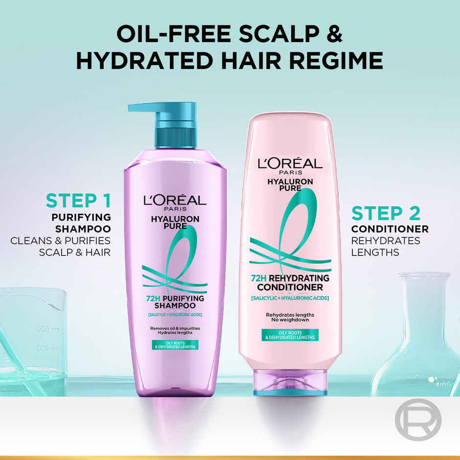 L'Oreal Paris Hyaluron Pure 72H Rehydrating Conditioner For Smooth Tangle - Free Hair