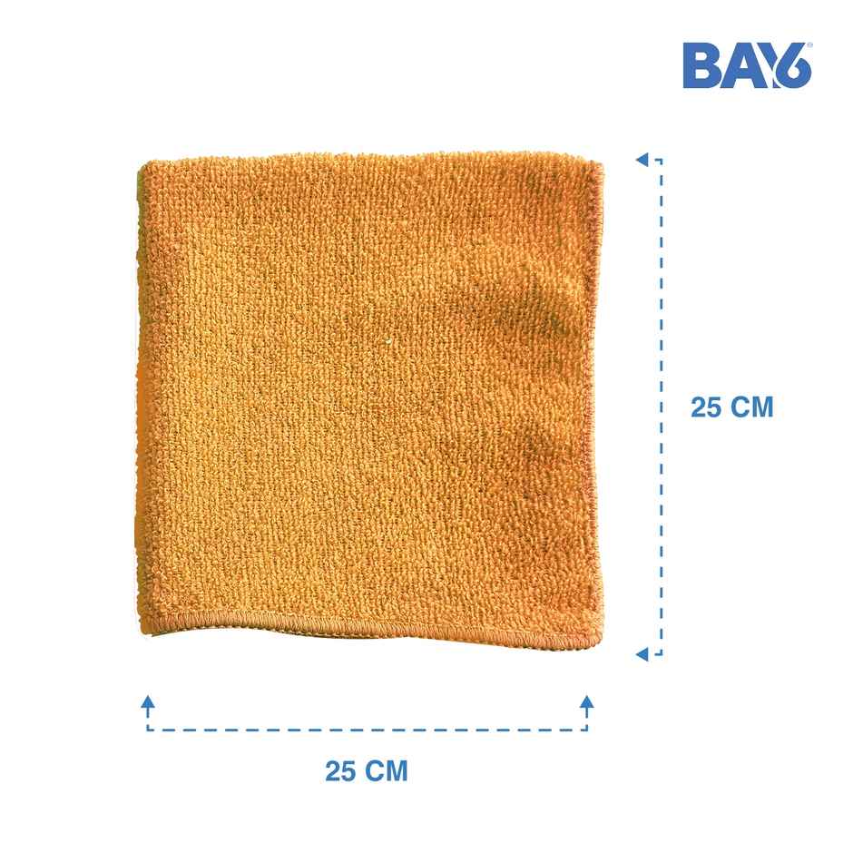 BAY6 Microfibre Solid Multipurpose Towel | 210 GSM | Pack of 3 | Assorted