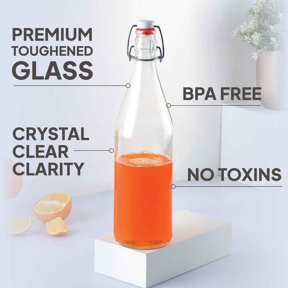Cello Glass Aquaria Water Bottle Freezer Safe | Clear | 1 L