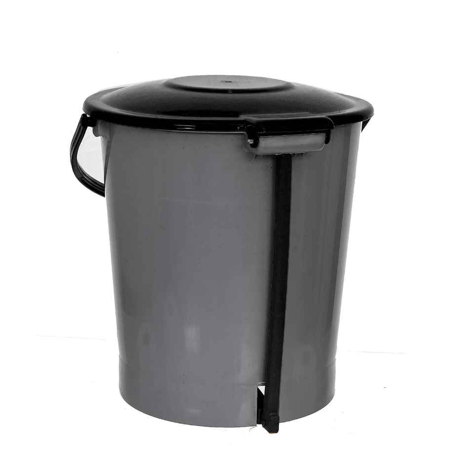 Kuber Industries Plastic 5 L Pedal Dustbin with Handle|Office | Kitchen | Bathroom | Grey & Black