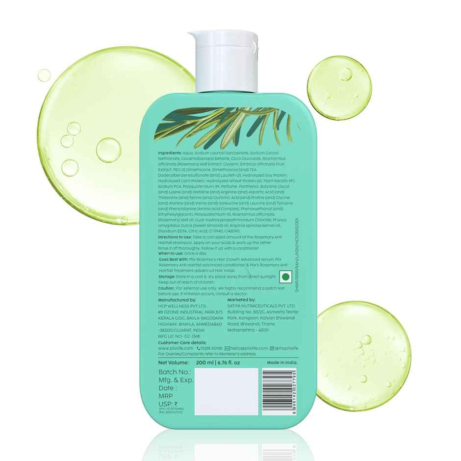 PLIX Rosemary Advanced Anti-Hair Fall Shampoo Sulfate And Paraben Free To Reduce Hair Fall