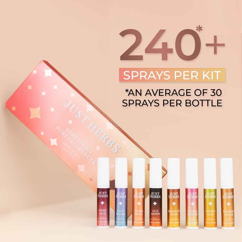 Just Herbs Energising Unisex Pure Fragrances Floral & Citrus Eau De Parfum | Set of 8