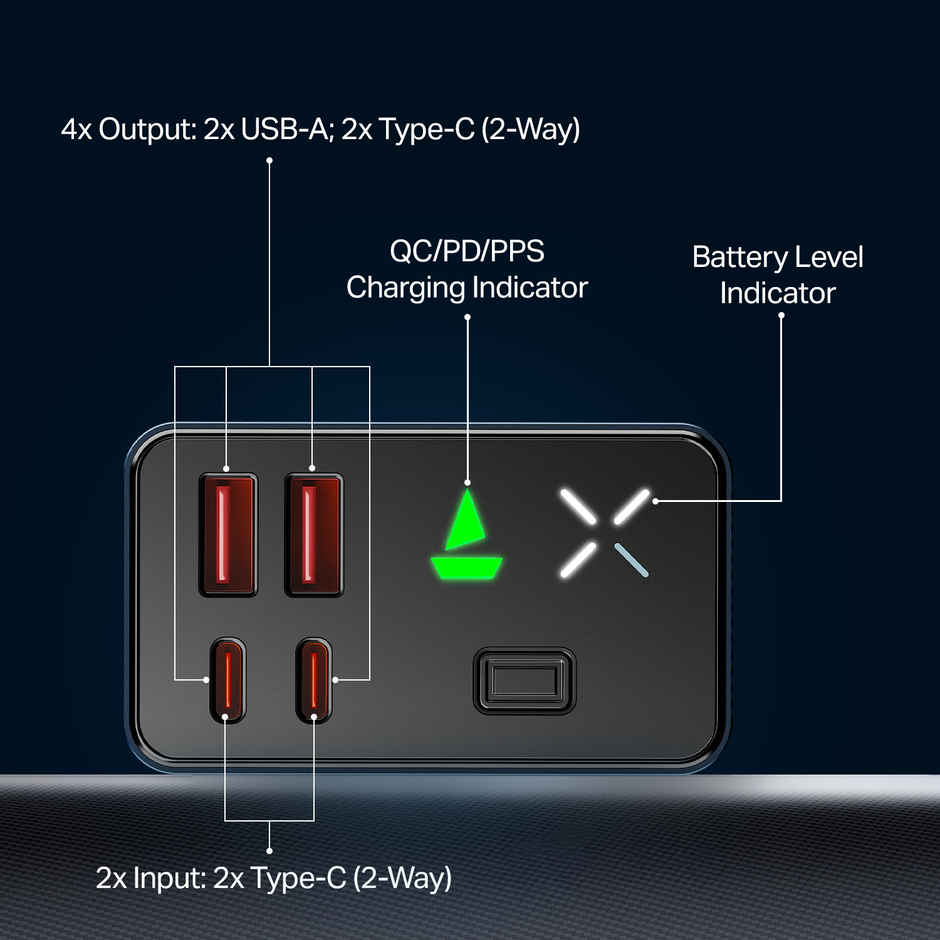 boAt Energy Shroom PB600 27000mAh Powerbank | 22.5W Fast Charging | 2X & 4X Output Port Onyx | Black