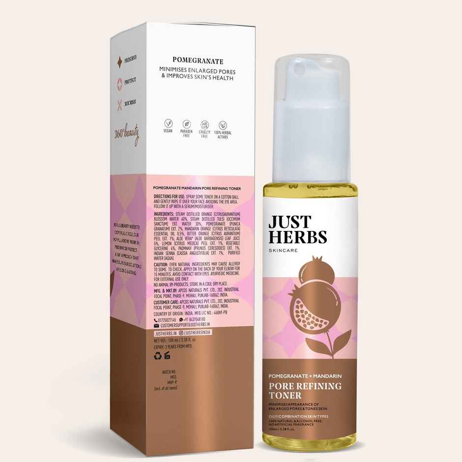 Just Herbs Pore Refining Acne Prone Tonique With Pomegranate Mandarin For Enlarged Pores
