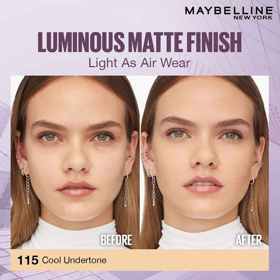 Maybelline Super Stay Lumi-Matte Foundation-115, 30H Longwear, Lightweight