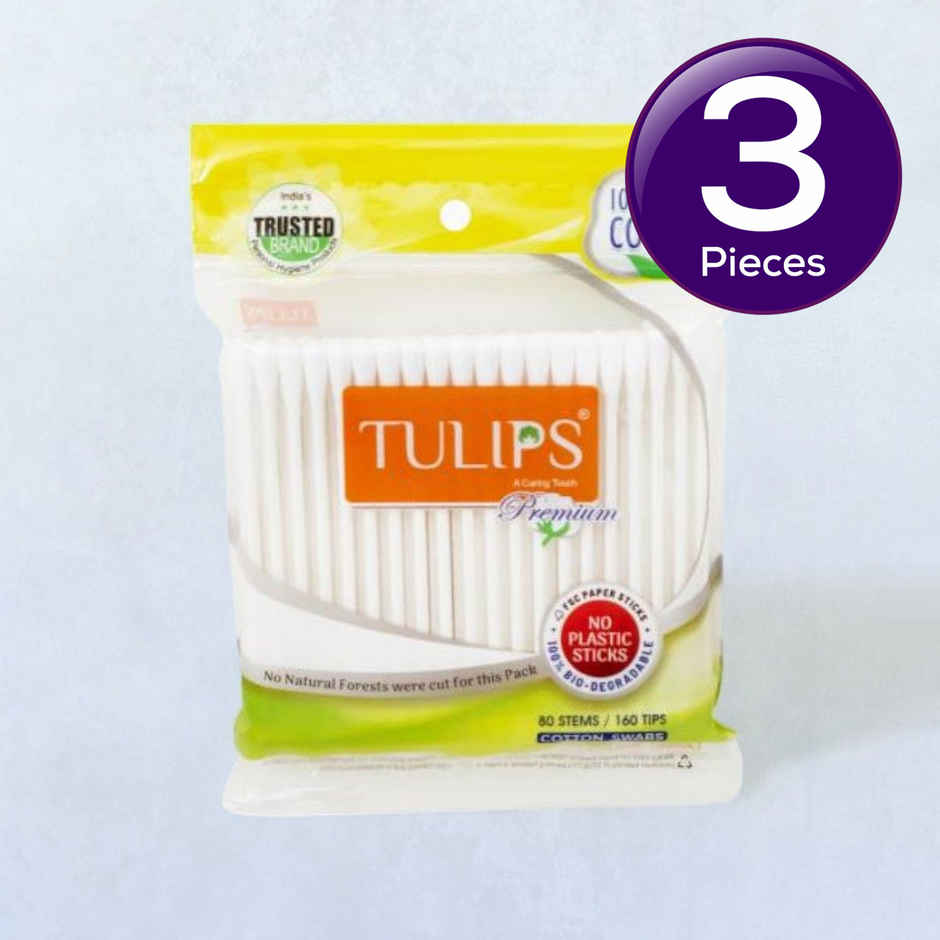 Tulips Paper Stick Cotton Buds Zipper Bag Combo