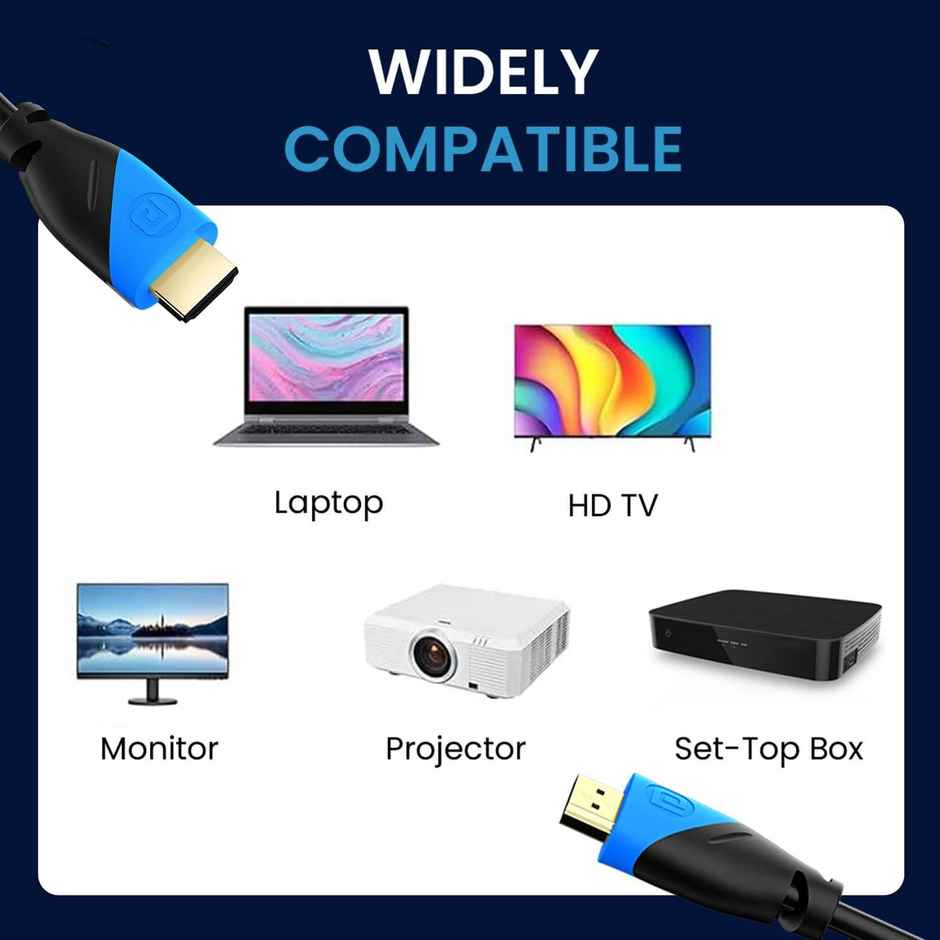 Portronics Konnect Sync 1.5M Cord Length HDMI Cable Blue