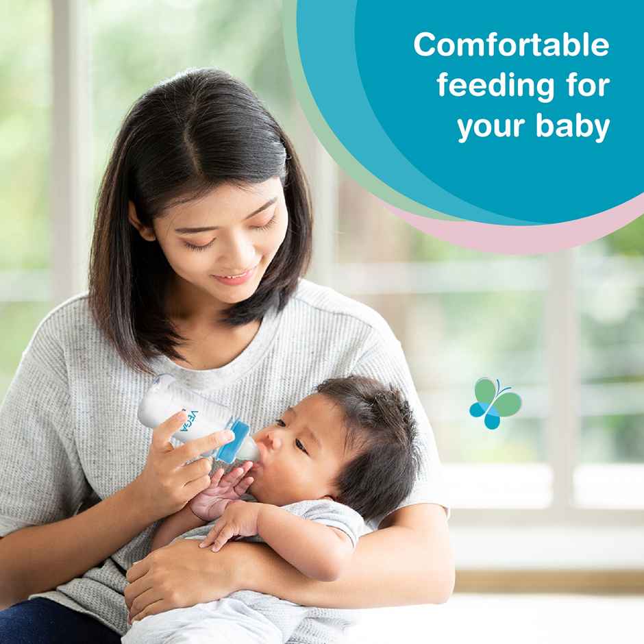 Vega Baby & Mom Tritan Feeding Bottle | 250 ml | Wide Neck - Blue | Bpa-Bps Free | Vbfb4-04